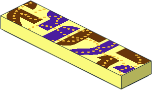 Tile  1 x  4 with Gold Dotted Lines and Dark Purple and Reddish Brown Swaths Pattern