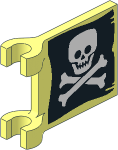 Flag  2 x  2 Square with Thick C-Clips with Jolly Roger Squared Skull and Crossbones Pattern