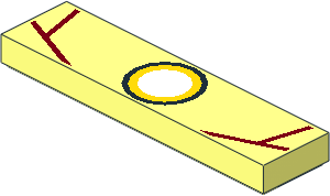 Tile  1 x  4 with Dark Red Lines and White and Yellow Circle Pattern