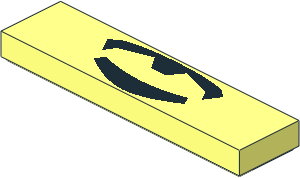 Tile  1 x  4 with Black Beard and Moustache Curved Pattern