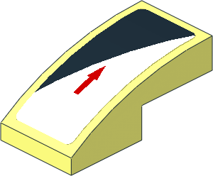 Slope Brick Curved  2 x  1 with Red Arrow and Black Triangle on White Background Right Sticker