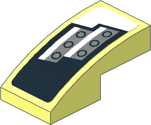 Slope Brick Curved  2 x  1 with Headlight on Black and White Background Right Sticker