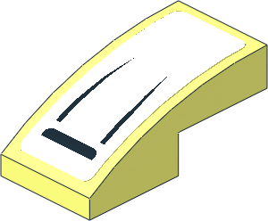 Slope Brick Curved  2 x  1 with Black Airscoope on White Background Sticker