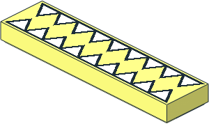 Tile  1 x  4 with Black Outlined White Teeth Pattern