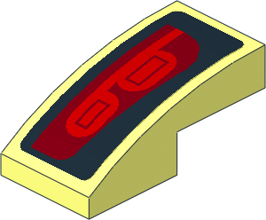 Slope Brick Curved  2 x  1 with Red Taillamp on Black Background Right Sticker