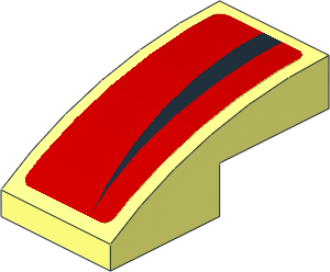 Slope Brick Curved  2 x  1 with Black Arc on Red Background Right Sticker