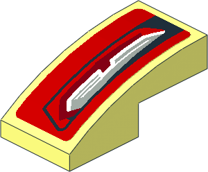 Slope Brick Curved  2 x  1 with Taillamp on Red Background Left Sticker