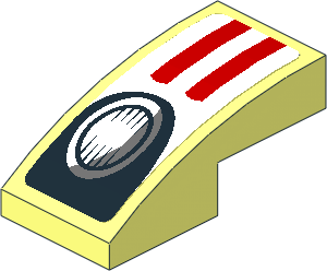 Slope Brick Curved  2 x  1 with White Stripes and Black Headlamp on Red Background Right Sticker