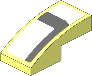 Slope Brick Curved  2 x  1 with Dark Grey Lines on White Background Back Right Sticker