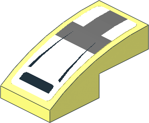 Slope Brick Curved  2 x  1 with Dark Grey Lines and Black Air Vent on White Background Sticker