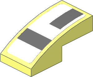 Slope Brick Curved  2 x  1 with Dark Grey Lines on White Background Back Left Sticker