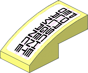 Slope Brick Curved  2 x  1 with Black "PORSCHE ELLIGENT ORMANCE" on Black Halftone Stripes on White Background Sticker