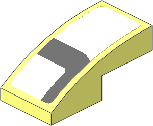 Slope Brick Curved  2 x  1 with Dark Grey Lines on White Background Front Right Sticker