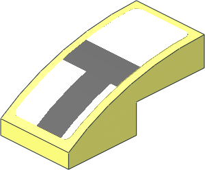 Slope Brick Curved  2 x  1 with Dark Grey Lines on White Background Front Left Sticker