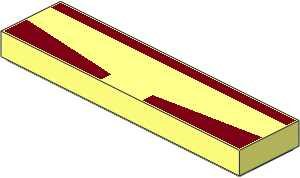 Tile  1 x  4 with Dark Red Rectangle and  2 Dark Red Trapezoids Pattern
