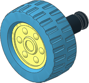 Duplo Wheel 11 x 17 with Dark Azure Tyre 11 / 45 x 17 and Black Attached Axle