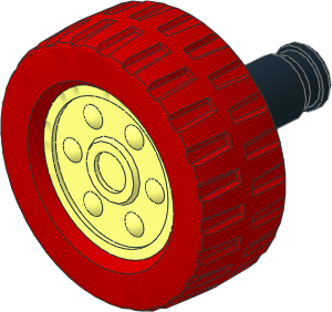 Duplo Wheel 11 x 17 with Red Tyre 11 / 45 x 17 and Black Attached Axle