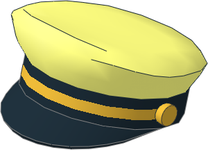 Minifig Captains Hat with Black Visor and Narrow Golden Braid Pattern