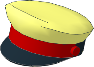 Minifig Captains Hat with Black Visor and Red Braid Pattern