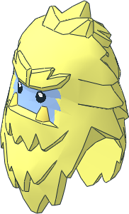 Minifig Head Yeti with Bright Light Blue Face and Bright Light Yellow Teeth Pattern