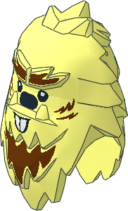 Minifig Head Yeti with Shaggy Hair with Reddish Brown Fur, Black Nose and White Beaver Teeth Pattern