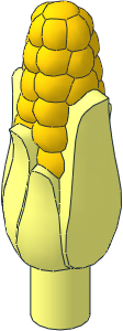 Minifig Food Corn on the Cob with Yellow Corn Pattern
