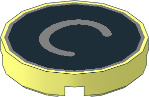 Tile  2 x  2 Round with Metallic Silver "C" on Black Background Pattern