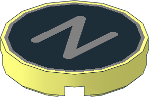 Tile  2 x  2 Round with Metallic Silver "N" on Black Background Pattern