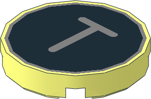 Tile  2 x  2 Round with Metallic Silver "T" on Black Background Pattern