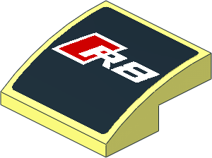 Slope Brick Curved  2 x  2 x  0.667 with Red and White R8 Logo on Black Background Sticker