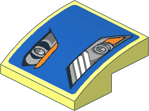 Slope Brick Curved  2 x  2 x  0.667 with Headlights on Blue Background Right Sticker