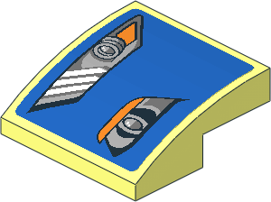 Slope Brick Curved  2 x  2 x  0.667 with Headlights on Blue Background Left Sticker