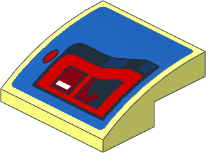 Slope Brick Curved  2 x  2 x  0.667 with Taillamp on Blue Background Left Sticker