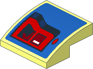 Slope Brick Curved  2 x  2 x  0.667 with Taillamp on Blue Background Right Sticker