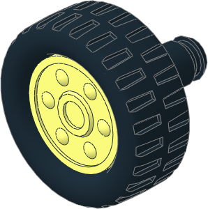 Duplo Wheel 16 x 21 with Black Tyre 11 / 45 x 17 and Black Attached Axle