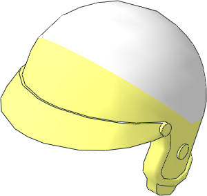 Minifig Helmet Motorcycle with Open Face and Visor, White Top Pattern