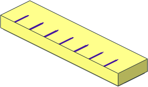 Tile  1 x  4 with 7 Medium Lilac Pointed Lines Pattern