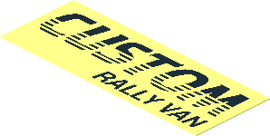 Sticker  1.3 x  3.5 with Black "CUSTOM RALLY VAN" on Transparent Background