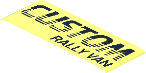 Sticker  1.3 x  3.5 with Black "CUSTOM RALLY VAN" on Transparent Background (Formed)