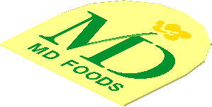 Sticker  1.1 x  1.1 with MD Foods Logo with Text