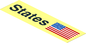 Sticker  1.1 x  3.9 with Black "States" and United States Flag