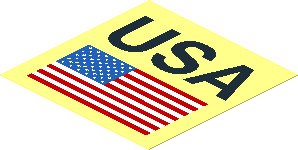 Sticker  1.9 x  1.9 with "USA" and United States Flag