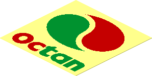 =Sticker  1.9 x  1.9 with Octan Logo and "Octan" underneath on Transparent Background