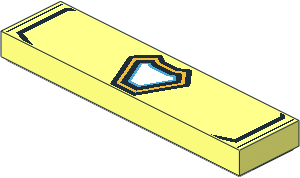 Tile  1 x  4 with Black Lines and Dark Azure, Metallic Gold and White Polygon Pattern