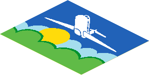 Sticker  3.0 x  3.6 with Airplane above Sun and Clouds