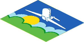 Sticker  1.5 x  1.8 with Airplane above Sun and Clouds