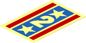 Sticker  3.0 x  1.9 with White "2" and Stars on Blue Background with Red Stripes