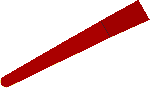 Sticker  0.4 x  3.2 Rounded Triangle with Red Top (Formed for Wedge Left Side)