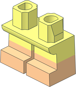 Minifig Hips and Legs Short with Light Nougat Half Leg and Feet Pattern
