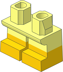 Minifig Hips and Legs Short with Yellow Half Leg and Feet Pattern